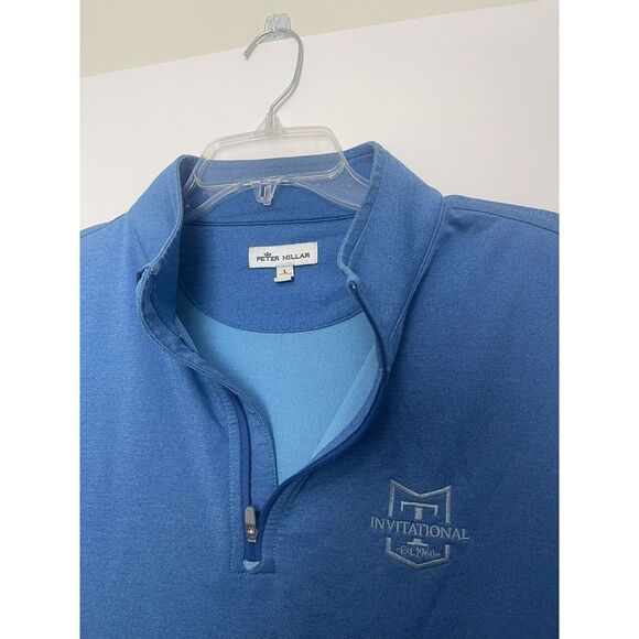 Peter Millar Vest Men's Large 1/4 Zipper Pullover Sweater Blue Golf - Picture 2 of 5